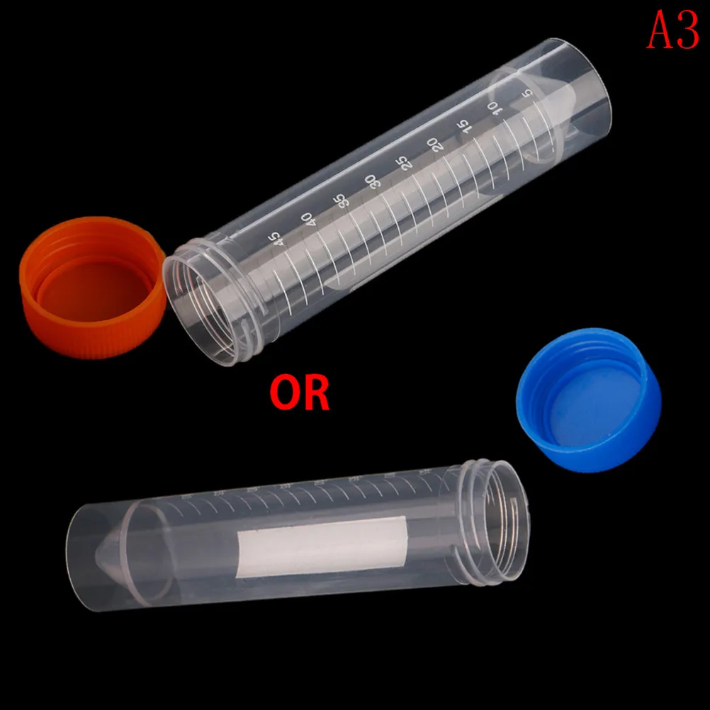 Plastic Test Tubes 10pcs 50Ml Plastic Centrifuge Lab Test Tube Pipe Vial Container With Round Bottom