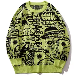Plegie свитера мужской с принтами с буквами мужской s пуловер Модные свитера с круглым вырезом продвинутый хип-хоп вязаный высокий уличный