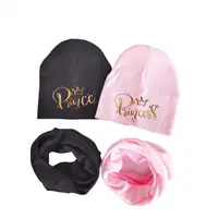 goldren letter printed Baby Hats scarf set for Girls Kids Hat Baby Boy Hat Cotton Children Scarf Collar Infant kids scarf 1