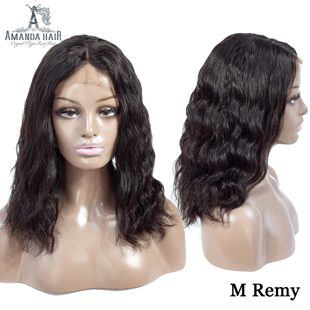 

Amanda Natural Wave Human Hair Lace Front Wigs 13x4 Preplucked 150% Density Remy Peruvian Hiar Wigs with Babyhair 8-24 Inches