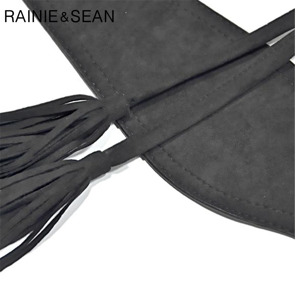Широкий женский ремень RAINIE SEAN для платьев кожаный красный черный коричневый