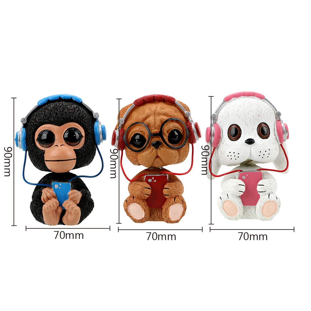  LEEPEE Music Nodding Dog Rabbit Monkey Cute Shaking Head Dolls Car Ornaments Car-styling Interior D