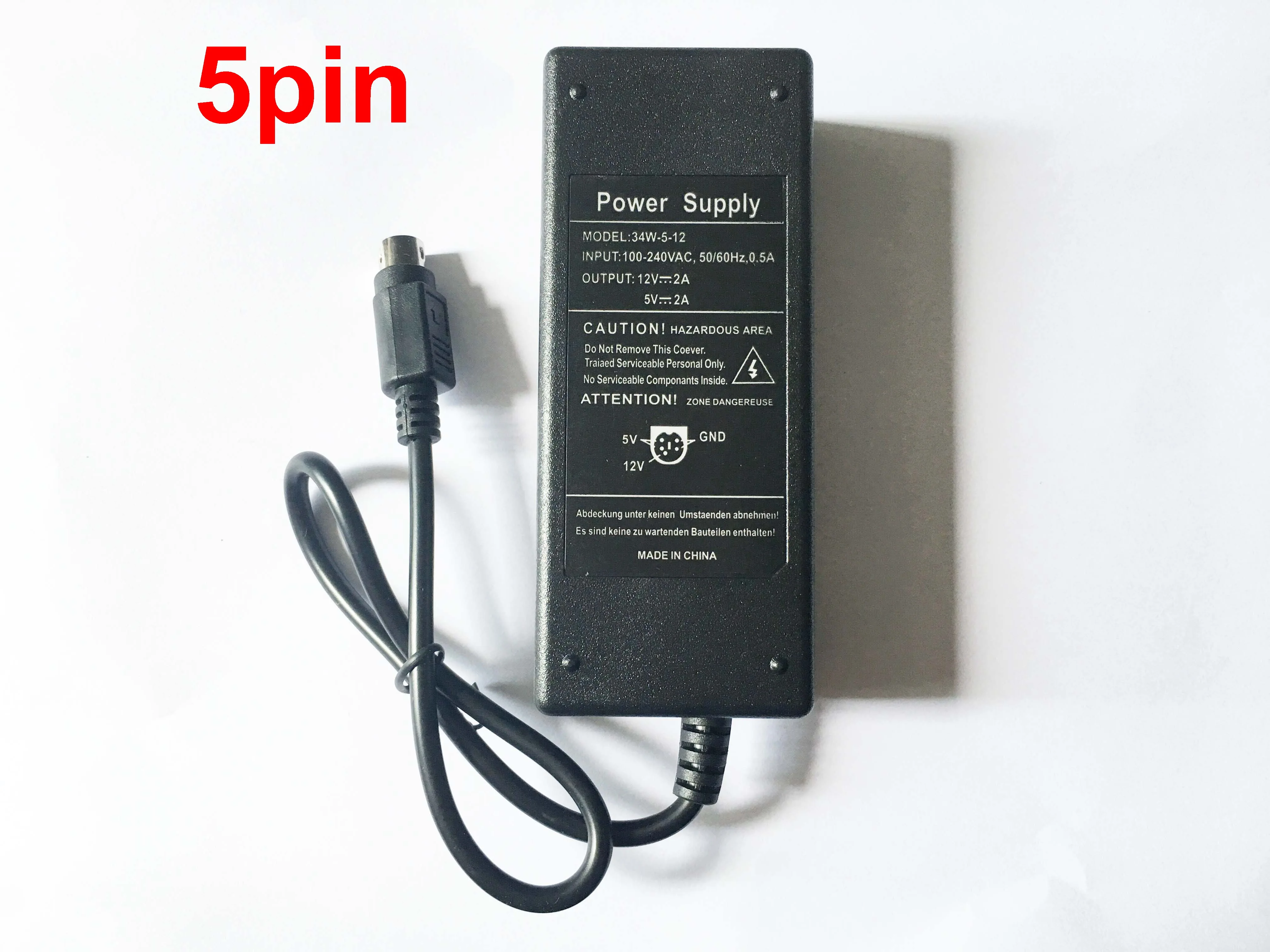 1 шт. 5pin 100 V-240 V AC в DC 12 V/5 V 2A чехол для корпуса HDD адаптер питания 5 pin 2000mA 5PIN