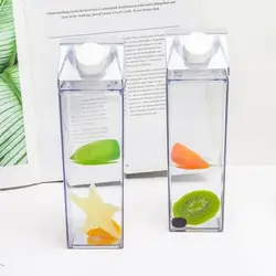 500ml Plastic Water Bottles For Milk Carton Kitchen Leak-proof Creative Cup Transparent Square Milk Kettle Cup Drinkware
