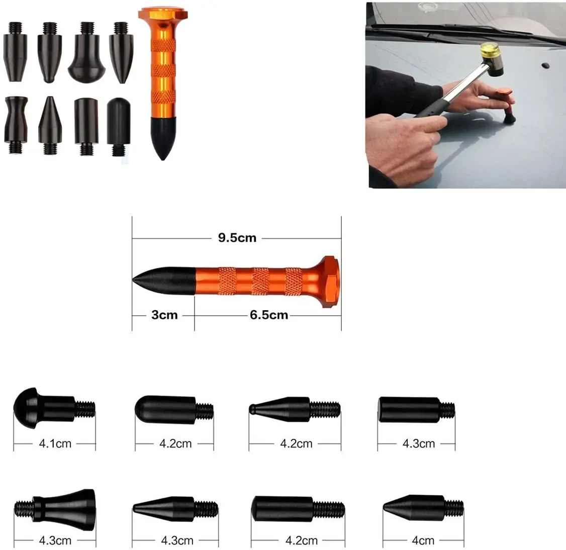 Furuix Car Repair Tools Paintless Dent Removal Tools Kits Dent Push Rods Tools Dent Repair Kit