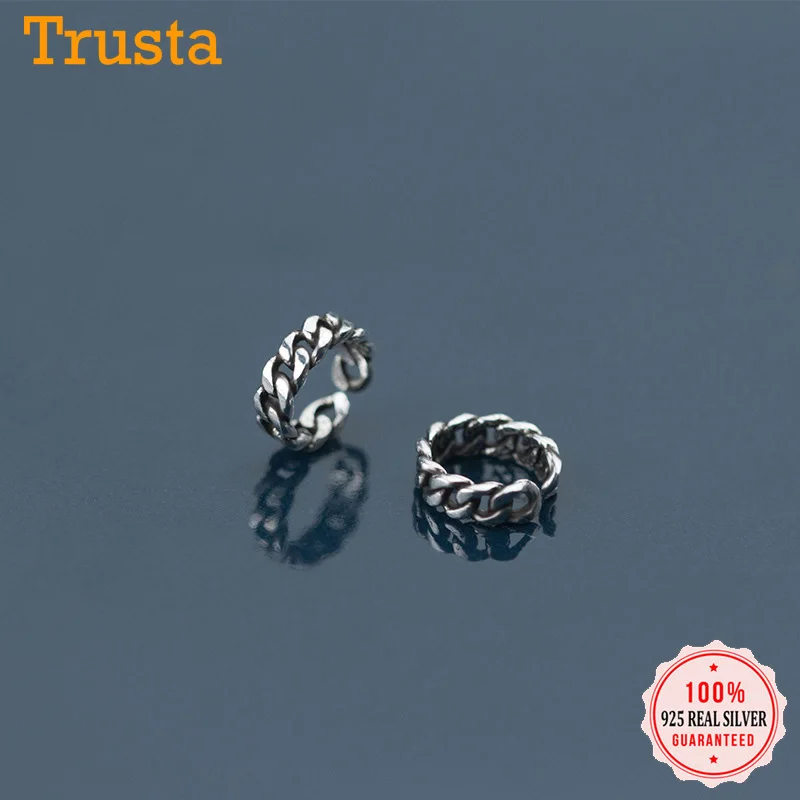 

Trusta Real 925 Sterling Thai Silver Sweet Hollow Knit Weaving Clip On Earrings Ear Cuff for Women Wedding Jewelry Gift DS1906