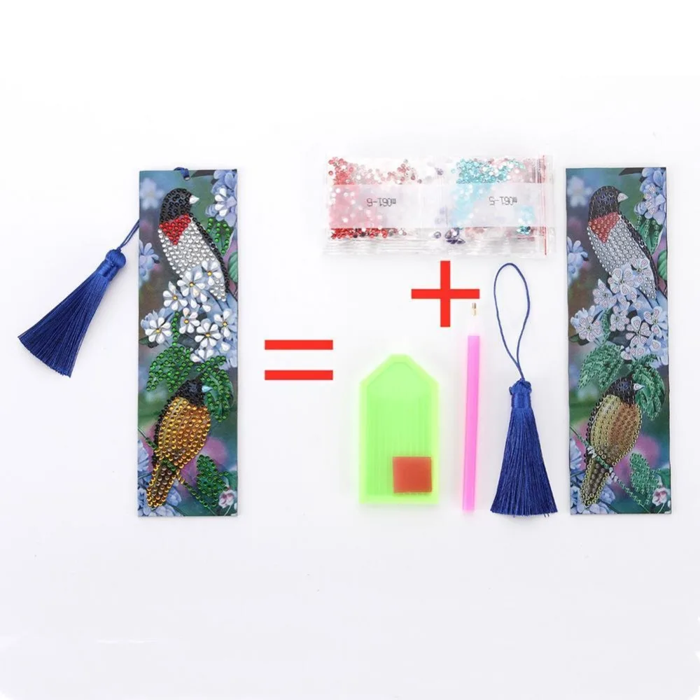 5D DIY Diamond Painting Leather Bookmark Tassel Book Marks Special Shaped Diamond Embroidery DIY Craft