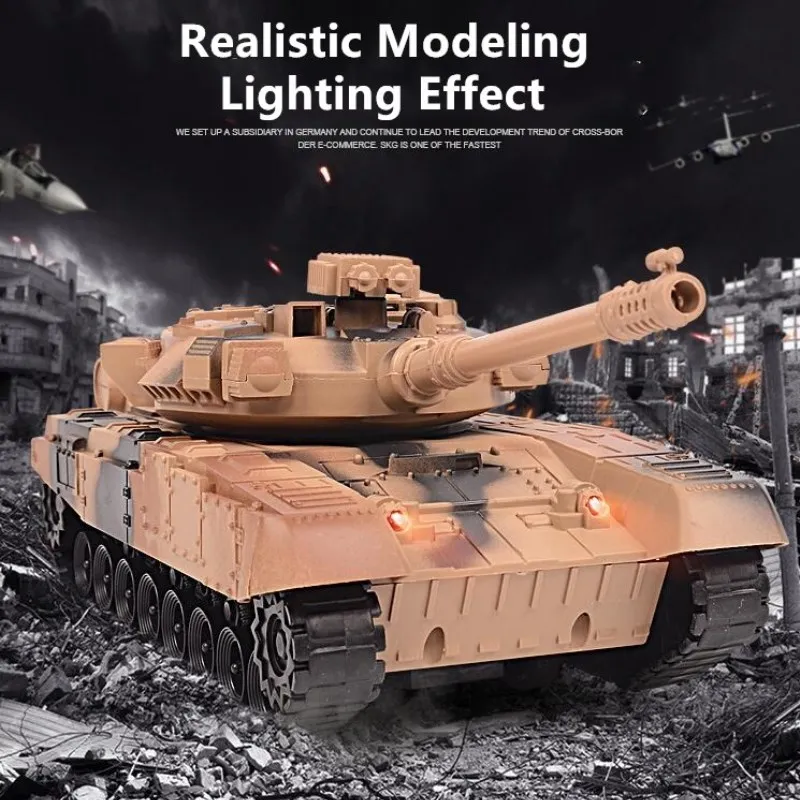 Simulation Electric Remote Control Tank 4CH Turret Rotate Simulation Sound Effect With Light Children's RC Battle Tank Model Toy 3