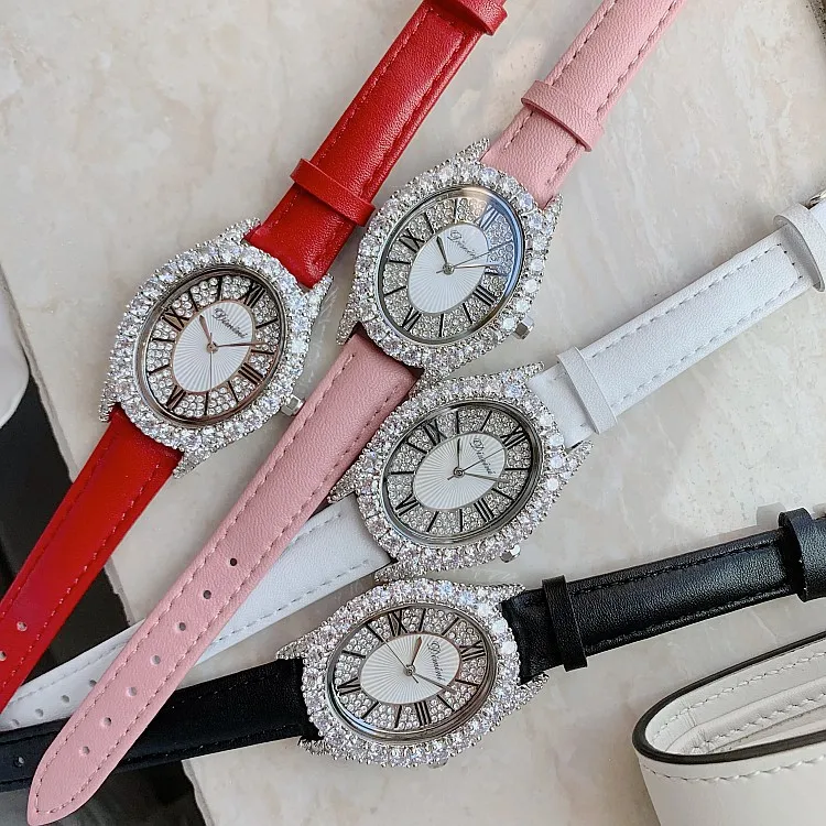 Женские овальные часы, женские серебряные кварцевые часы, настоящая кожа, стразы, бриллианты, наручные часы для девушек, женские часы, relogio feminino