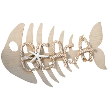 

Mediterranean big fish-shaped pendant cafe bar room decoration seafood restaurant American country wooden fish bone wall hanging