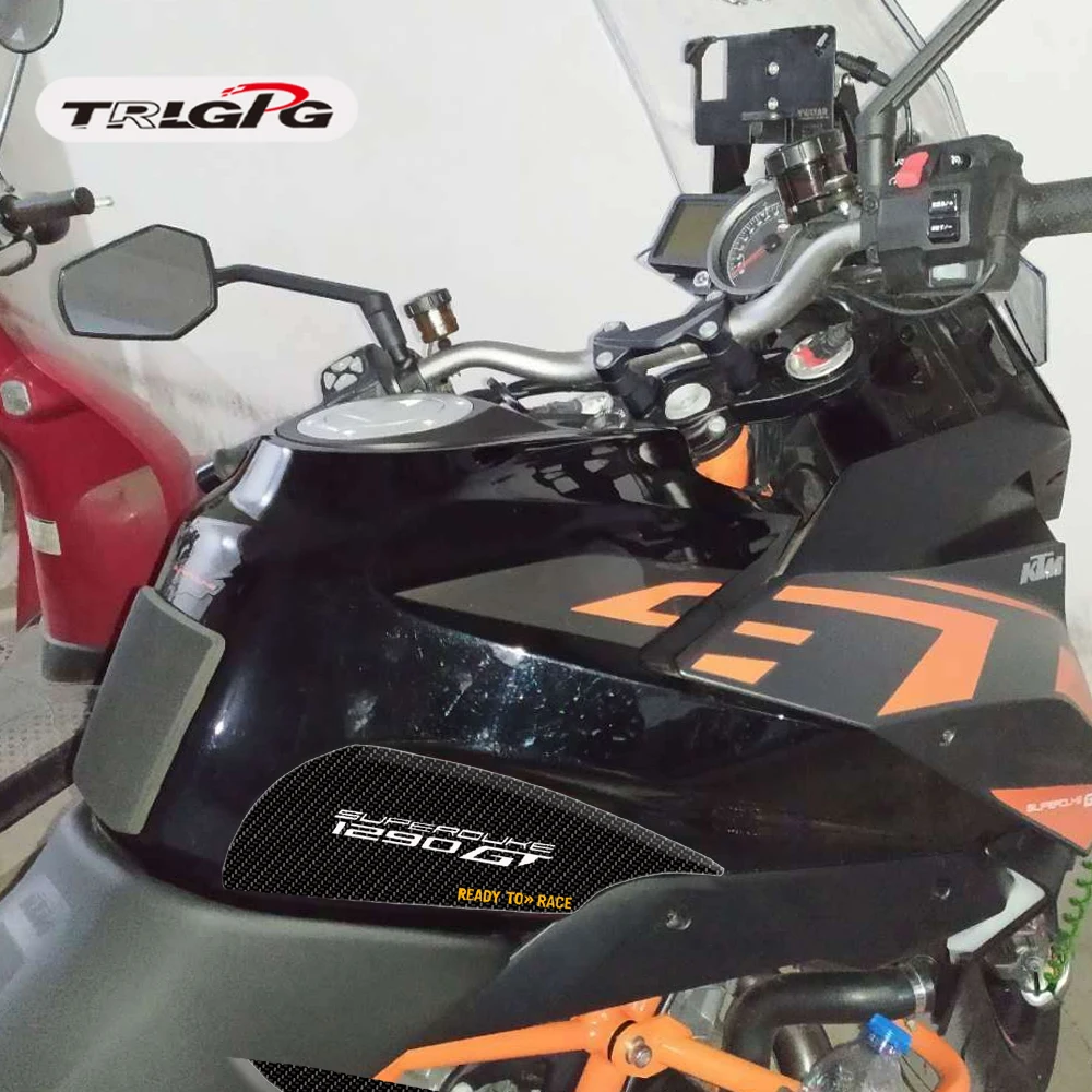 Для KTM SUPERDUKE 1290GT текстура волокна Мотоциклетный топливный бак накладка крышка наклейки газовая крышка наклейка