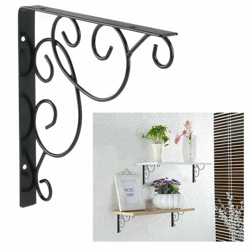 

4pcs Iron Wall Shelf Creative Black Iron Wooden Wall Book Mounted Shelf Storage Rack Hanging Holder Organizer Rack Home Decor
