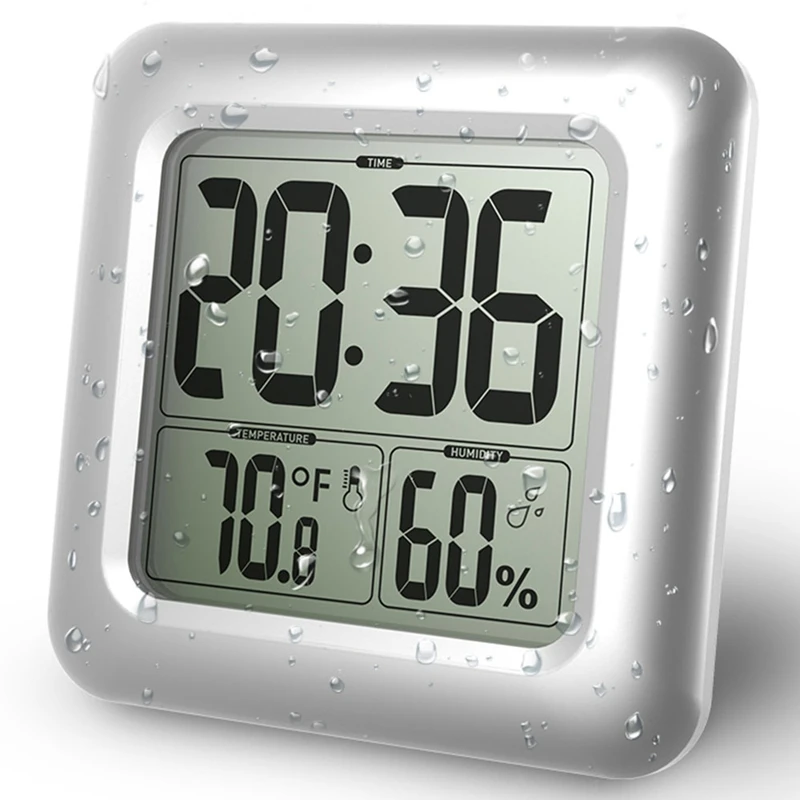 Baldr цифровой термометр для ванны гигрометр часы время отель водонепроницаемый большой ЖК присоски Душ кухня настольные настенные часы