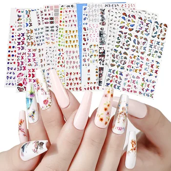 

12 Designs Nail Sticker Set Mixed Floral Butterfly Fruit Joker Halloween Nail Art Water Transfer Decals Tattoos Sliders Manicure