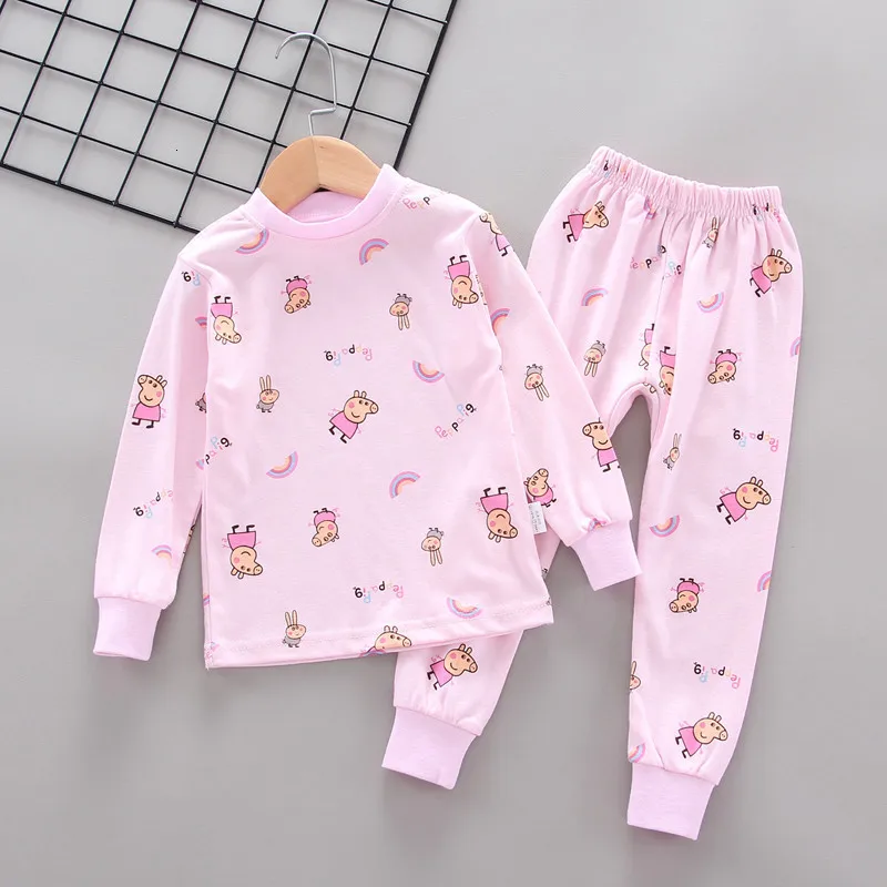 

Cartoon Printing Full Cotton Keep Warm Underwear Suit Autumn Winter Baby Set