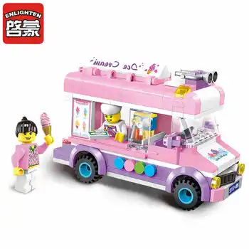 

City Ice Cream Van Truck girl friends Buliding Blocks set 2 Figures Model DIY Educational Bricks Gifts Toys For children 1112