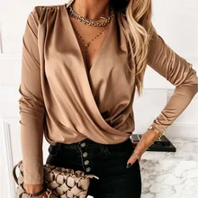 2021 Summer Fashion Long Sleeve Women's Blouse Sexy Cross V-neck Thin Black Female Blouses Spring Casual Office Elegant Lady Top
