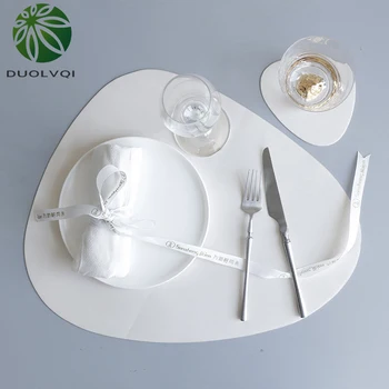 

Duolvqi European Style Leather Table Mat Coasters Placemat Practical Western Food Mat Pad Waterproof Heat Insulation Table Mat