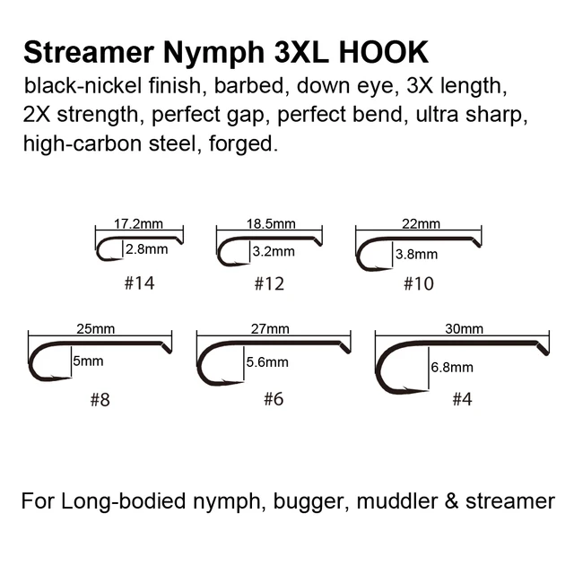 Best No1 Fishing Barbed Nymph Bugger Muddler Streamer Fly Tying Hook Fishhooks cb5feb1b7314637725a2e7: 30pcs Size 10|30pcs Size 12|30pcs Size 14|30pcs Size 4|30pcs Size 6|30pcs Size 8