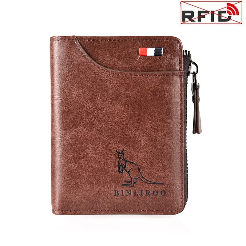 2021 Fashion Men's Genuine Leather Wallet RFID Anti Theft Male Business Card Holder Man Money Bag Purse Zipper Wallet for Men
