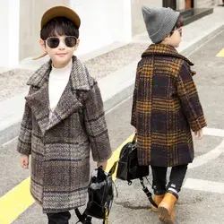 Детская шерстяная куртка для мальчиков, 2018 г. Осенне-зимнее Новое Стильное плотное шерстяное пальто средней длины в Корейском стиле