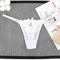 Culotte en dentelle avec pendentif perle pour femme, string G brodé, slip en T, sous-vêtement réglable, lingerie sexy pour femme 5