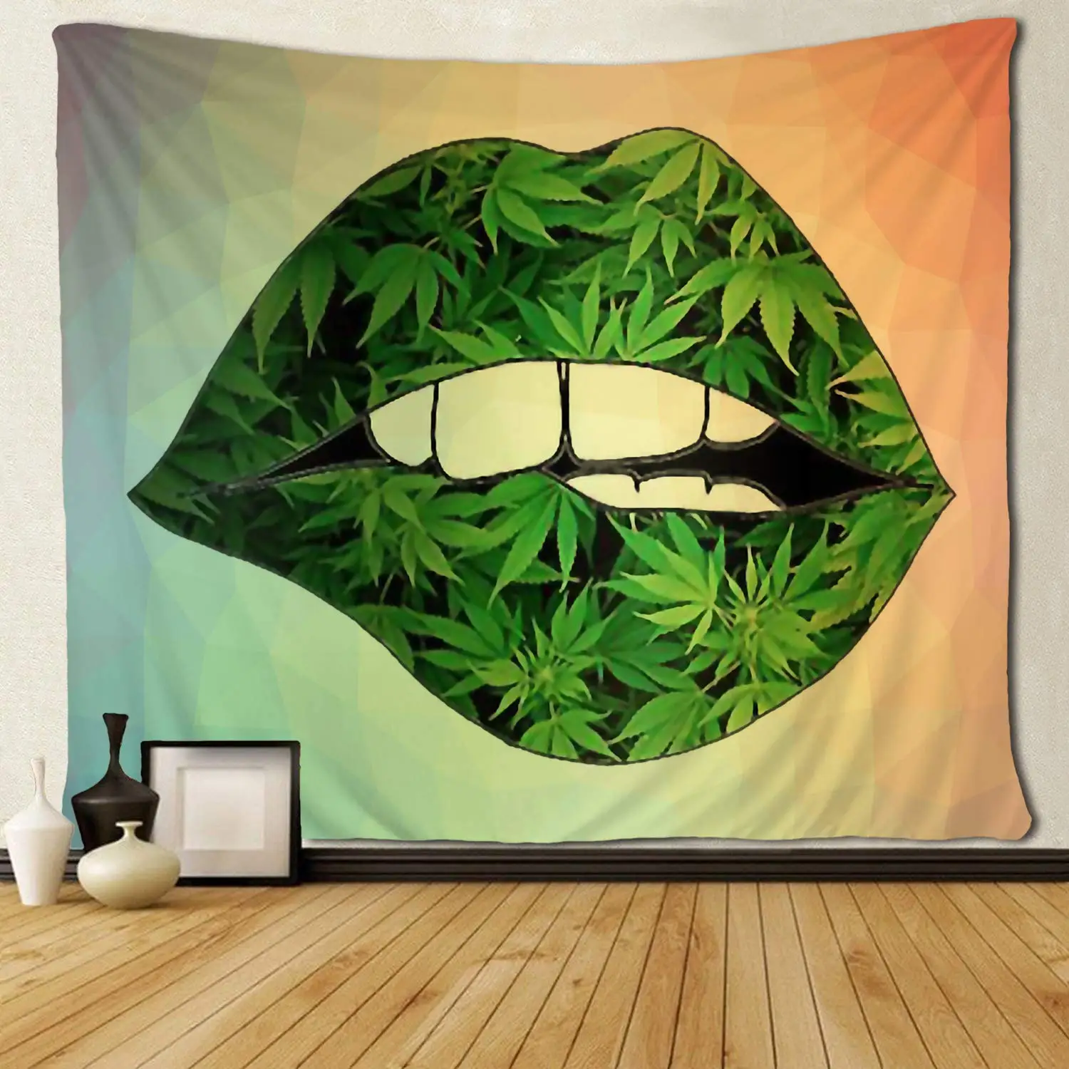 Women Sexy Lips Leaf Weed Wall Hanging