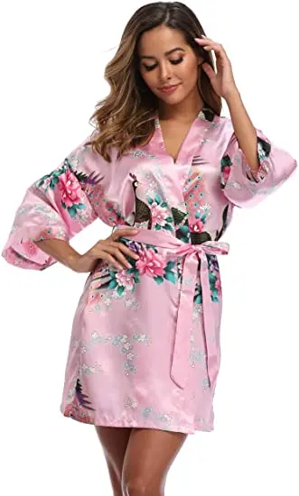 Fashion Satin Robe Female Bathrobe Sexy peignoir femme Silk Kimono Bride Dressing gown sleepwear Night Grow For Women