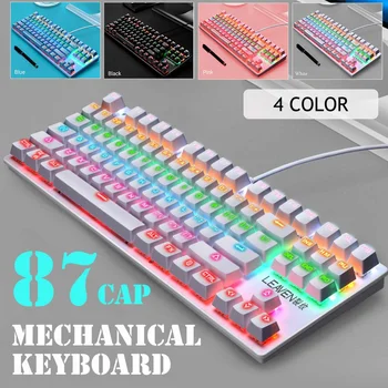 

NEW Crack Punk Mechanical Keyboard 87-Key Blue Axis Game Competitive Office Notebook Professional Gaming for Windows XP/7/8/10
