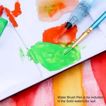 

12/18/24 Colors Solid Water Color Paint Set with Water Paint Brush Portable Watercolor Pigment Iron Box Set for Artist