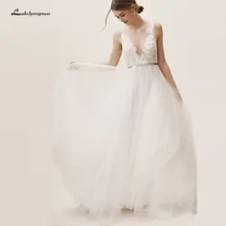 Винтажное кружевное чистая иллюзия свадебное платье в стиле бохо 2020 свадебное платье Lakshmigown сексуальные женские пляжные свадебные платья