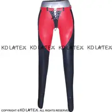 

Black And Red Trims Sexy Latex Leggings with Lacing Front Back Rubber Pants Jeans Trousers CK-0010