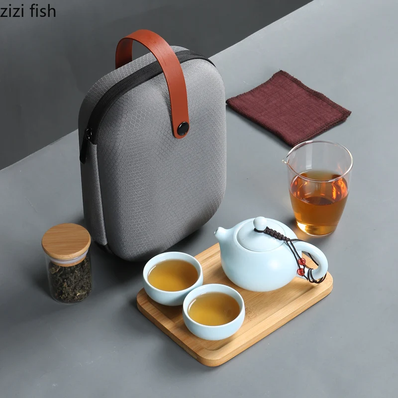 

Ceramic Travel Tea Set Instant Cup One Pot Two Cups Portable Outdoor Travel Kung Fu Tea Set Tea Pot Set Kung Fu Tea Set