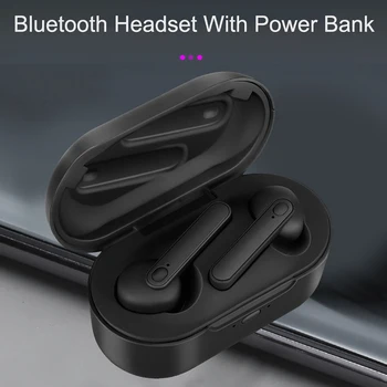 

Bluetooth 5.0 Headset Earphone Binaural Wireless Stereo Sports Earpiece with Mobile Power Bank Electronic Charging Case New