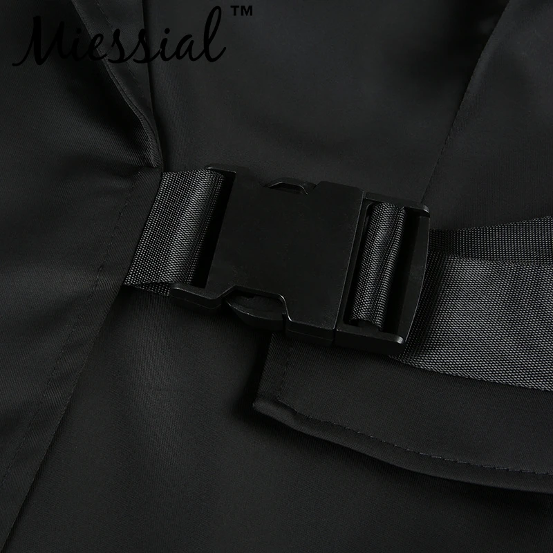 Miessial, черный пояс, сексуальный Длинный блейзер для женщин, длинный рукав, элегантный, высокая талия, свободные блейзеры для женщин, Осень-зима, уличная одежда, блейзер