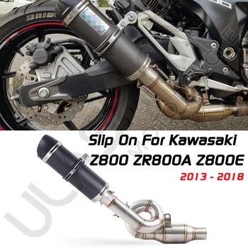 Free Shipping Motorcycle Full System Exhaust Slip-On For Kawasaki Z800 Z 800 Exhaust Muffler Escape Middle Mid Contact Pipe