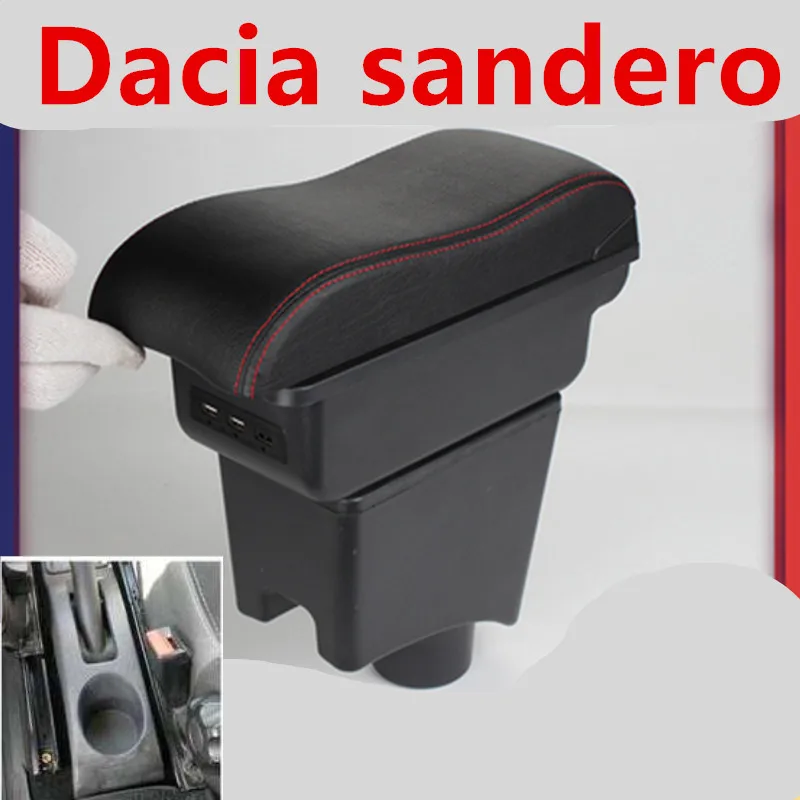 

Armrest box For Renault Dacia Sandero Logan USB Charging heighten Double layer central Store content ashtray in car accessories