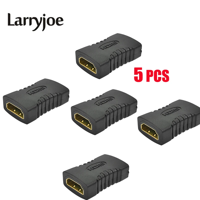 Larryjoe 5 шт. высококачественный черный HDMI разъем Мама удлинитель кабель адаптер с
