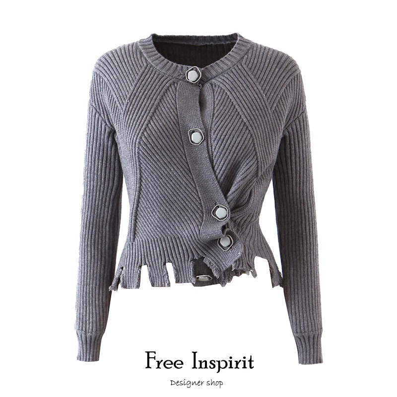 

Winter Casual Style Acrylic Computer Knitted Long Sleeve Lady's Cardigan Solid Color Single Breasted Criss-cross Women's Sweater