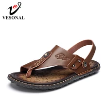 VESONAL; коллекция года; Летняя обувь из натуральной кожи; мужские сандалии ручной работы; классические мужские мягкие пляжные сандалии; шлепанцы; высокое качество