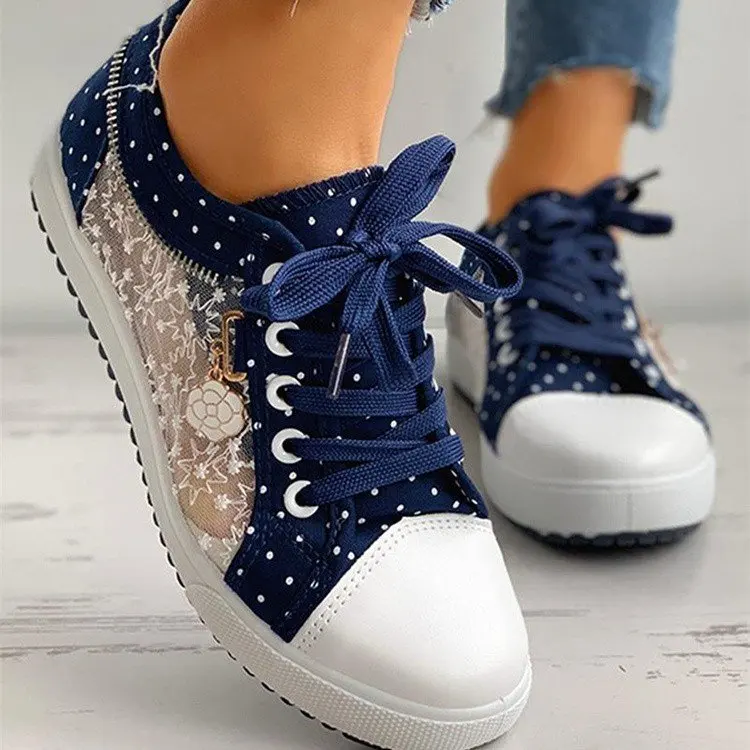 Summer Women Flat Shoes Leisure Sexy Mesh Hollow Female Canvas Shoes Fashion All-Match Comfortable Lace Up Lady Casual Shoes 