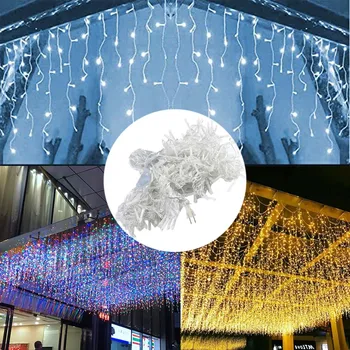 

5x0.8m 216LED Icicle Light Extendable CurtainString Light Christmas Ligh household lighting accessories for home lamp