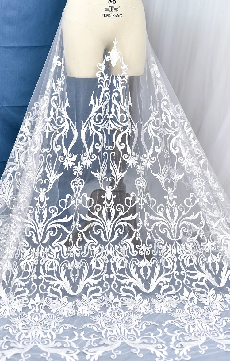 130 см ширина европейская роскошная вышивка кружевной материал для свадьбы материал ручной работы платье своими руками аксессуары Ткань для шитья с блестками ткань