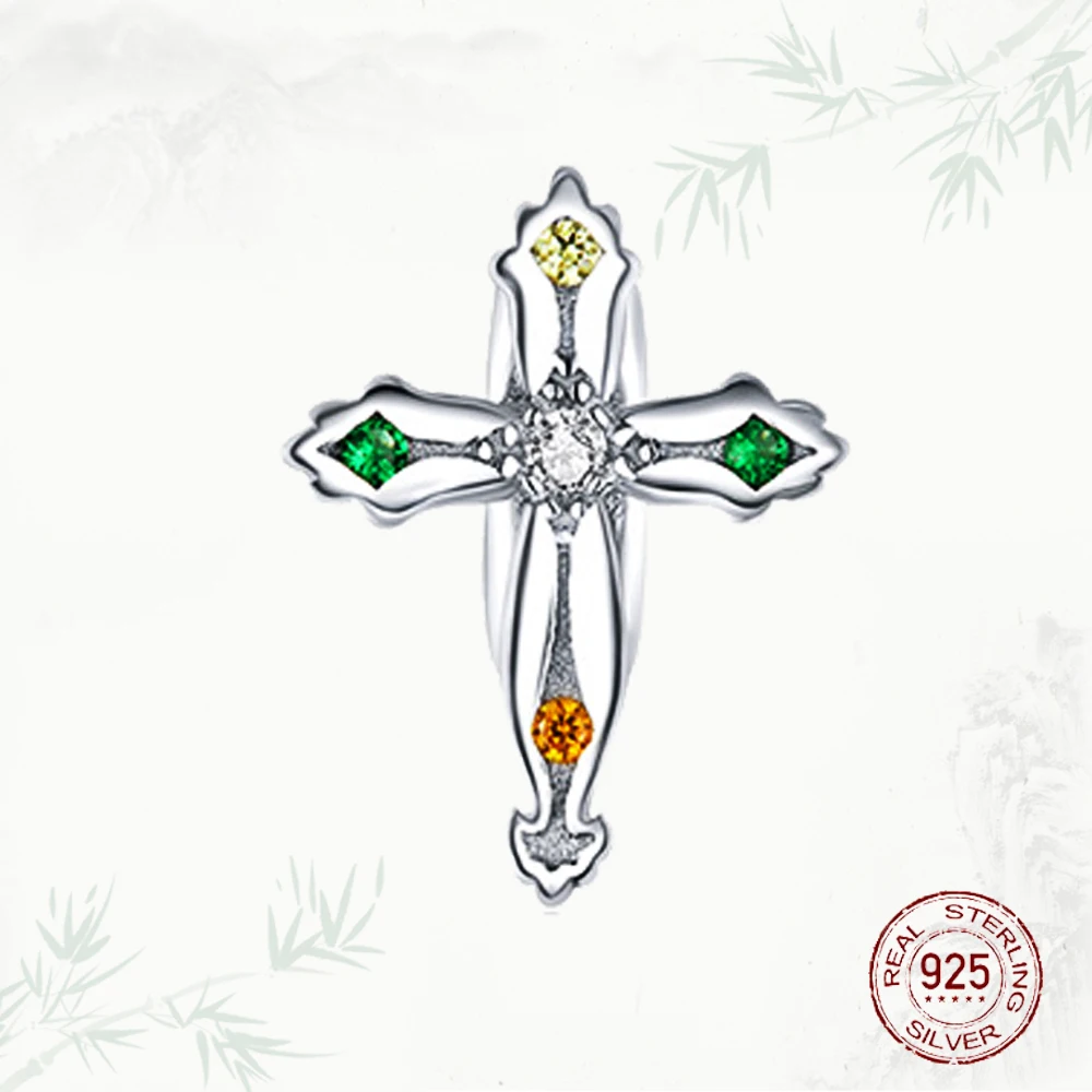 

925 Sterling Silver Thanksgiving Cross CZ Pendant original Bracelet DIY jewelry