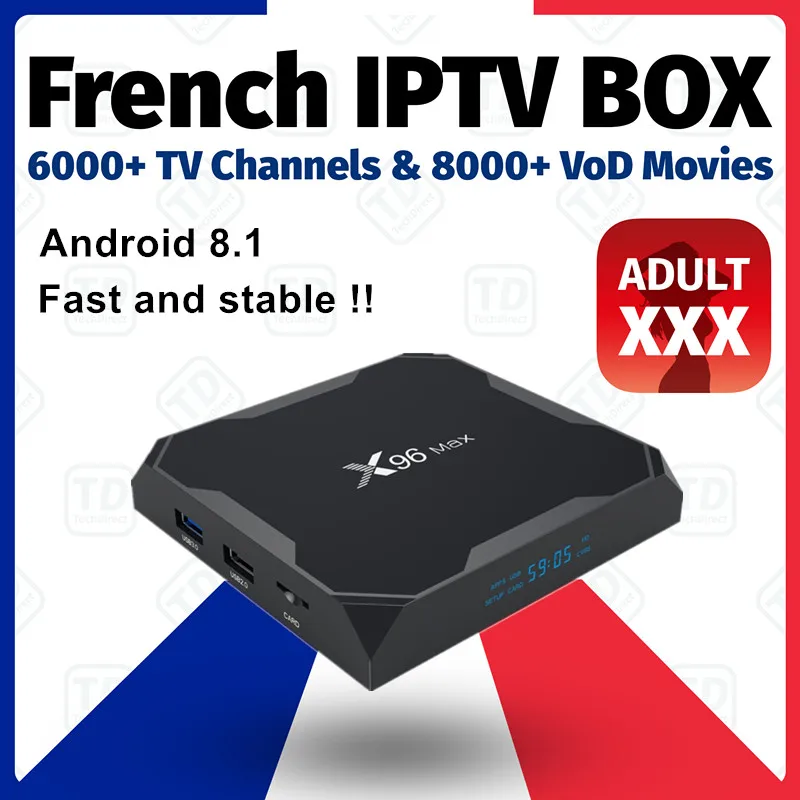 

French IPTV X96 MAX android 8.1 TV box 1 year IPTV Subscription Sweden Italy France Europe spain IPTV M3U adult xxx smart tv box