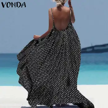 

Summer Dress Women Sexy Sleeveless Backless Party Long Dress VONDA 2020 Bohemian Vestidos Casual Robe Plus Size Beach Sundress
