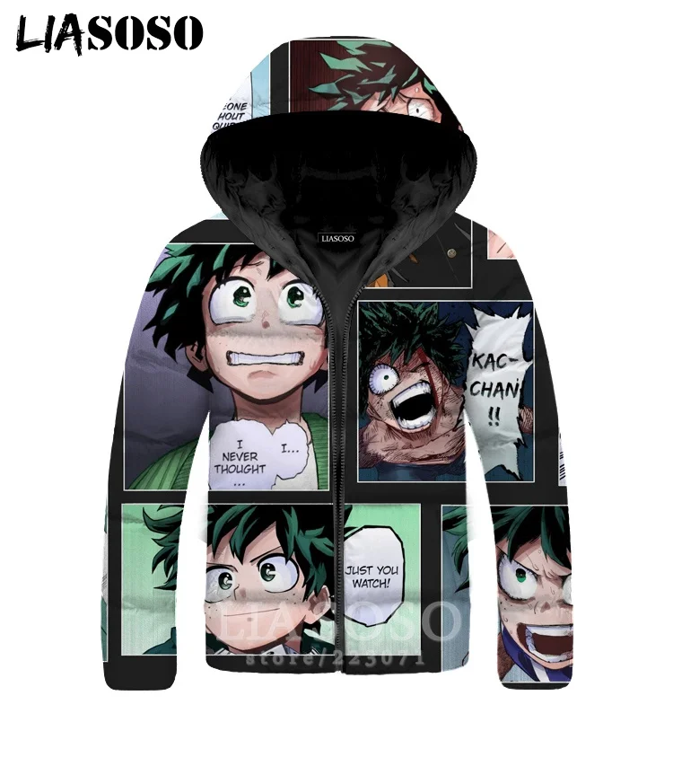 4 My Hero Academy куртки для мужчин женщин Midoriya izku пуховое пальто 3D принт Аниме толстовки на молнии теплая хлопковая одежда A281-26 - Цвет: 4