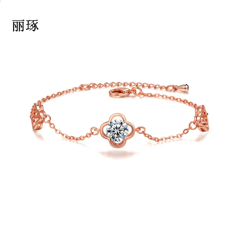 Новая мода счастливый клевер браслет женский инкрустированный Кристалл Циркон медный сплав продукты браслет европейские и американские дикие модели