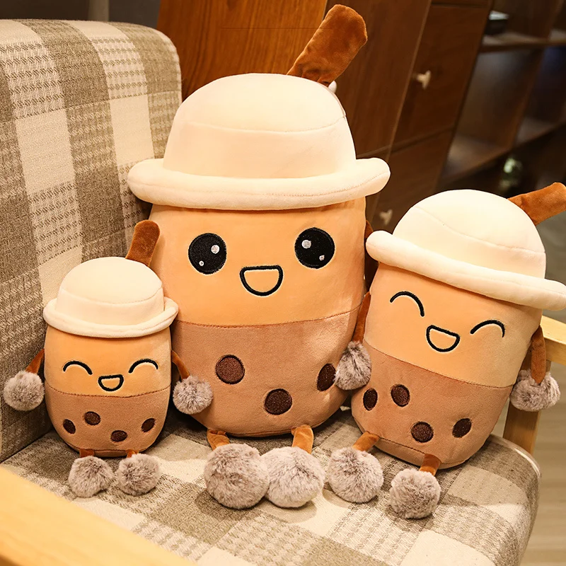 Bubble Milk Tea Cup Toy Stuffed Cartoon Smile Face Ball Drink Doll Cushion Hug Message Pillow Boom Hair Legs Unique | Игрушки и хобби