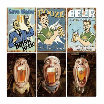 

Retro Beer Poster Vintag Metal Tin Signs Bar Plates Iron Pub Club Plaque Wall Decorative Home Decor 20*30cm